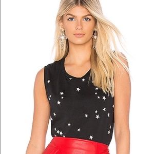 Sundry Black Tank Top with stars